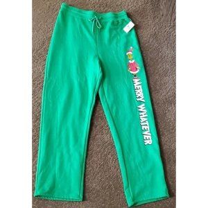 Juniors The Grinch Who Stole "Merry Whatever" Sweat Pants Pajamas Size L 2X NWT